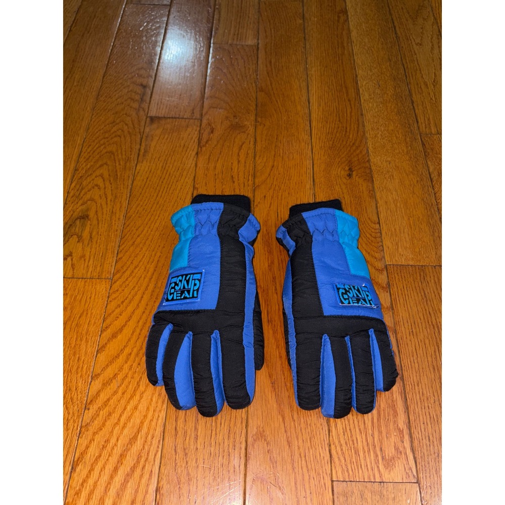 Vintage Skip Gear Thinsulate Waterproof Winter Ski Gloves Blue Black Unisex